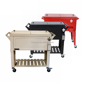 3-in-1 di động ngoài trời nhỏ Ice Cooler Xe đẩy giỏ hàng nhựa PP Bar lưu trữ bảng với bốn bánh xe - Product Image 1
