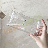 Étui à stylos personnalisé transparent, rangement pour stylos, autocollant, porte-crayons, étui de rangement minimaliste en plastique transparent avec cordon élastique