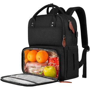Custom Logo Men Women Stylish Soft Polyester Waterproof Lunch Insulated <b>Cooler</b> Laptop <b>Backpack</b> with 24L Lunch Bag - Product Image 1