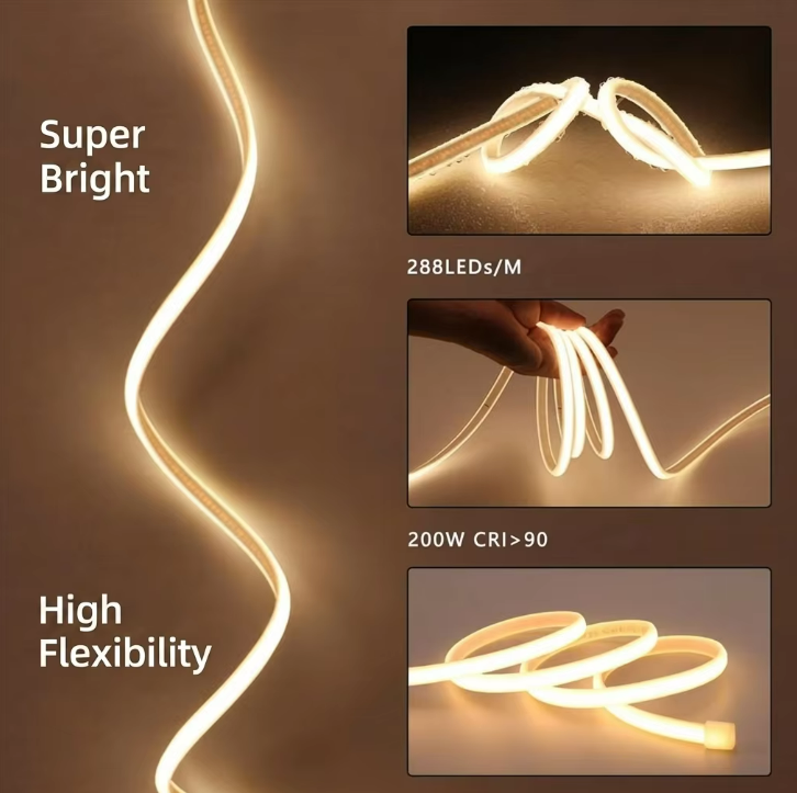 LED Strip Light 220V High Voltage IP67 Waterproof COB Strip Flexible Plug-and-Play Remote Control Dimmable Warm White Outdoor · image 2