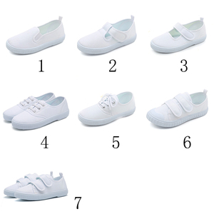 Scarpe bambini scuola materna Iindoor scarpe da ballo in Velcro studenti scarpe di stoffa bianca - Product Image 2