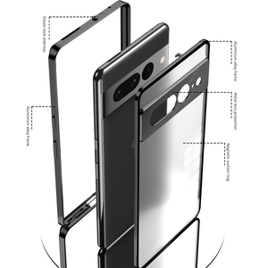 Funda de marco de parachoques de Metal magnético a presión elástica para Google <span class=keywords><strong>Pixel</strong></span> 10 9 Pro XL 8A 8 9 Pro <span class=keywords><strong>7</strong></span> 7A funda protectora de lente de PC esmerilada - Product Image 3