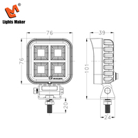 Serie Compacta de Focos LED Cuadrados de 3.0 Pulgadas, 36W, 9-32V, OSRAM, Luz de Inundación de Alto Rendimiento para Agricultura YW-0806A-36