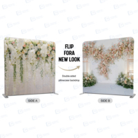 Stand Backdrop Foto Bunga Dua Sisi dengan Sarung Kain Backdrop untuk Fotografi Pernikahan, Studio Foto, dan Pesta