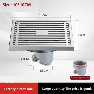 Stainless Steel Modern Simple Brushed Surface Anti-Odor Floor Drain Gun Gray Large Flow Bathroom Washing Machine Shower Room - Product Image 1