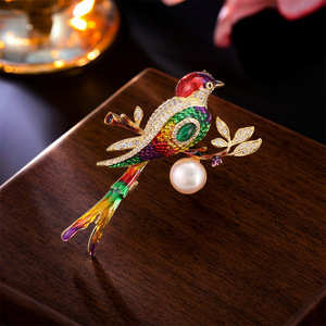 Broche haut <span class=keywords><strong>de</strong></span> gamme en alliage, style chinois, émail, motif pie-grièche, accessoire <span class=keywords><strong>de</strong></span> corsage, épingle pour cheongsam, cadeau <span class=keywords><strong>de</strong></span> fiançailles et <span class=keywords><strong>de</strong></span> mariage, nouvelle perle - Product Image 2