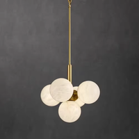 Zhongshan fabricant d'éclairage vente en gros moderne de luxe marbre albâtre globe rond lustre suspension lampe pour la maison