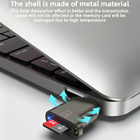 Lector de Tarjetas TF Tipo C Compatible con OTG, Mini Adaptador de Tarjetas de Memoria USB 3.0 de Aleación de Zinc para Teléfono, Tableta, PC y Portátil
