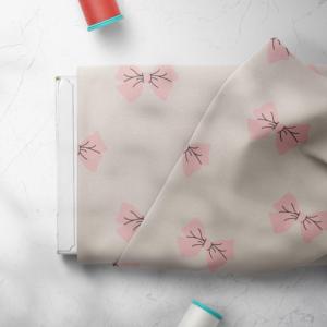 Échantillon Gratuit Tissu Léger en Coton 80s 100% Biologique Imprimé Numérique avec Motif Nœuds Roses et Rubans pour Robes Chemises Sacs - Product Image 6