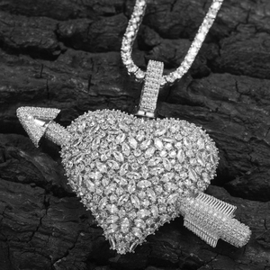 Collier pendentif personnalisé Hip Hop avec <span class=keywords><strong>photo</strong></span> cœur percé par l'arc-en-ciel de Cupidon, bijou sur mesure pour homme et femme, cadeau souvenir - Product Image 5