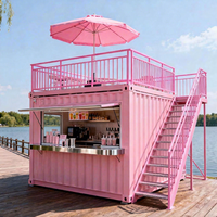 Kiosque commercial modulaire en conteneur de 20 pieds, café en conteneur, boutique éphémère, espace commercial préfabriqué, commerce portable, kiosque extérieur