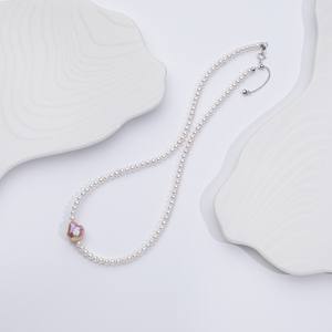 Venta al por mayor collar de perlas de bebé blanco 40 + 3cm ajustable agua dulce Akoya Strand 925 Cierre de plata esterlina - Product Image 3