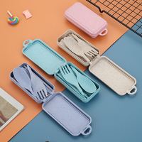 Ensemble de couverts pliables 4 pièces en paille de blé nordique, écologiques, réutilisables, certifiés LFGB, portables pour le camping et les voyages