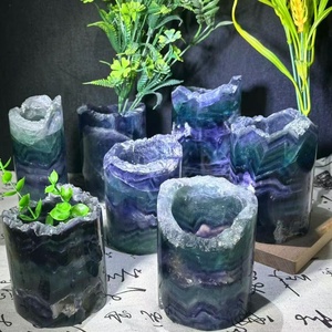 Grosir lampu silinder fluorit pelangi kerajinan kristal kualitas tinggi Natural massal penyembuhan Reiki untuk dekorasi - Product Image 1