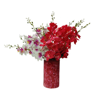 Dernière vente personnalisée chaude cylindrique rouge marbré de haute qualité à la main décoratif pièce maîtresse de table vase à fleurs en verre