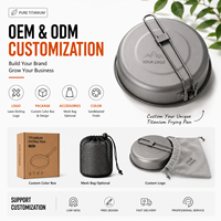 Poêle de camping ultralégère en titane, poêle à frire d'extérieur avec poignée pliable, pour randonnée, pique-nique, cuisson, OEM ODM