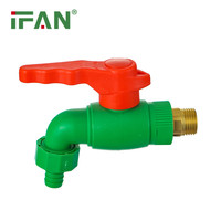 Fabricant IFAN PPR, robinet mural en plastique 1/2" 3/4" PN25, robinet PPR pour eau chaude et froide