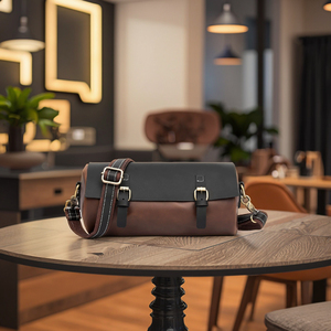 Bolso cruzado de un solo hombro Vintage 2025 para <span class=keywords><strong>hombre</strong></span>, bolso de barril de cuero PU a la moda con bloque de Color, venta al por mayor - Product Image 4