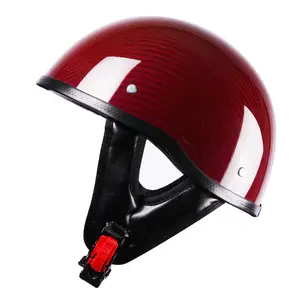 หมวกกันน็อคมอเตอร์ไซค์ดีไซน์เท่ๆ OEM สําหรับหมวกกันน็อคคลาสสิกคาร์บอนไฟเบอร์ ABS ไฟเบอร์กลาสสีแดง