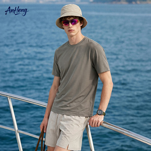 Camiseta de algodón Smoothie Mint para hombre, 155GSM, tacto fresco, ligera, manga corta, transpirable, informal, cuello redondo, para verano, OEM - Product Image 1