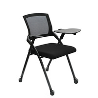 Chaise pliante de salle de réunion en tissu maillé, chaise de formation avec tableau d'écriture intégré, chaise de bureau avec table intégrée, chaise d'étude empilable