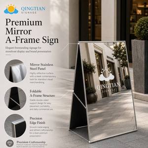 Panneau publicitaire sandwich double face en acier inoxydable 60*90 <span class=keywords><strong>cm</strong></span>, finition miroir et brossée, pour trottoir - Product Image 6