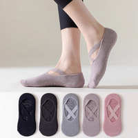 Chaussettes de yoga fines en tricot à 5 doigts pour femmes, imprimées, antidérapantes en silicone, à talon ouvert, pour Pilates, danse, fitness, entraînement et sport en intérieur