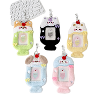 Mignonne fille chien chat Animal dessin animé Transparent creux en peluche 3 pouces bouton porte-carte élégant carte de visite contrôle d'accès