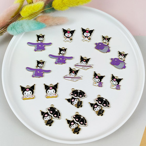 Gantungan Kunci Enamel Anime Kuromi Kucing Setan Lucu Kartun Baru untuk Pembuatan Perhiasan Anting Kalung Wanita - Product Image 4