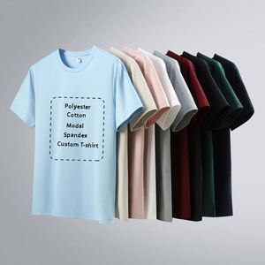 T-shirt unisexe personnalisé en mélange modal, coton et polyester, col rond, anti-boulochage, évacuation de l'humidité, impression par transfert thermique - Product Image 1