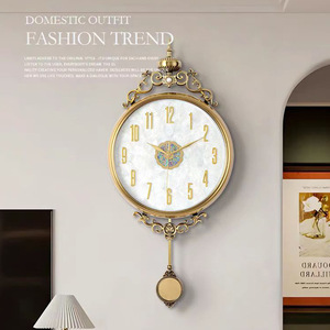 Nordic Luxury <b>Wall</b> <b>Clock</b> Round Metal <b>Silent</b> Battery Powered Living Room Home Use - Product Image 2