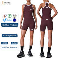 Ensemble de shorts cyclistes à séchage rapide et effet push-up, débardeur dos nageur pour femme avec poches, ensembles de yoga, vêtements de sport - Fabricant OEM ODM Vente en gros