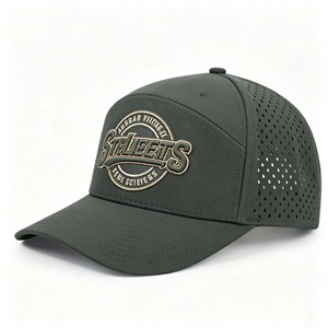 Custom Logo 6 Panel Laser Cut Holes Perforated Snapback Cap Quick Dry Waterproof Polyester <b>Flat</b> Brim Mesh Trucker <b>Hats</b> - Product Image 3