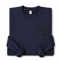 Sweat-shirt à col rond personnalisé avec silhouette de chat brodée, cercle de queue et nom personnalisé, cadeau pour les amoureux des chats et des animaux de compagnie