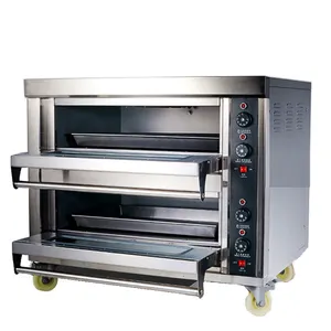 Peralatan Toko Roti Tugas Berat Oven Pizza Elektrik Komersial 2 Dek Oven Pemanggang Roti Kue Industri