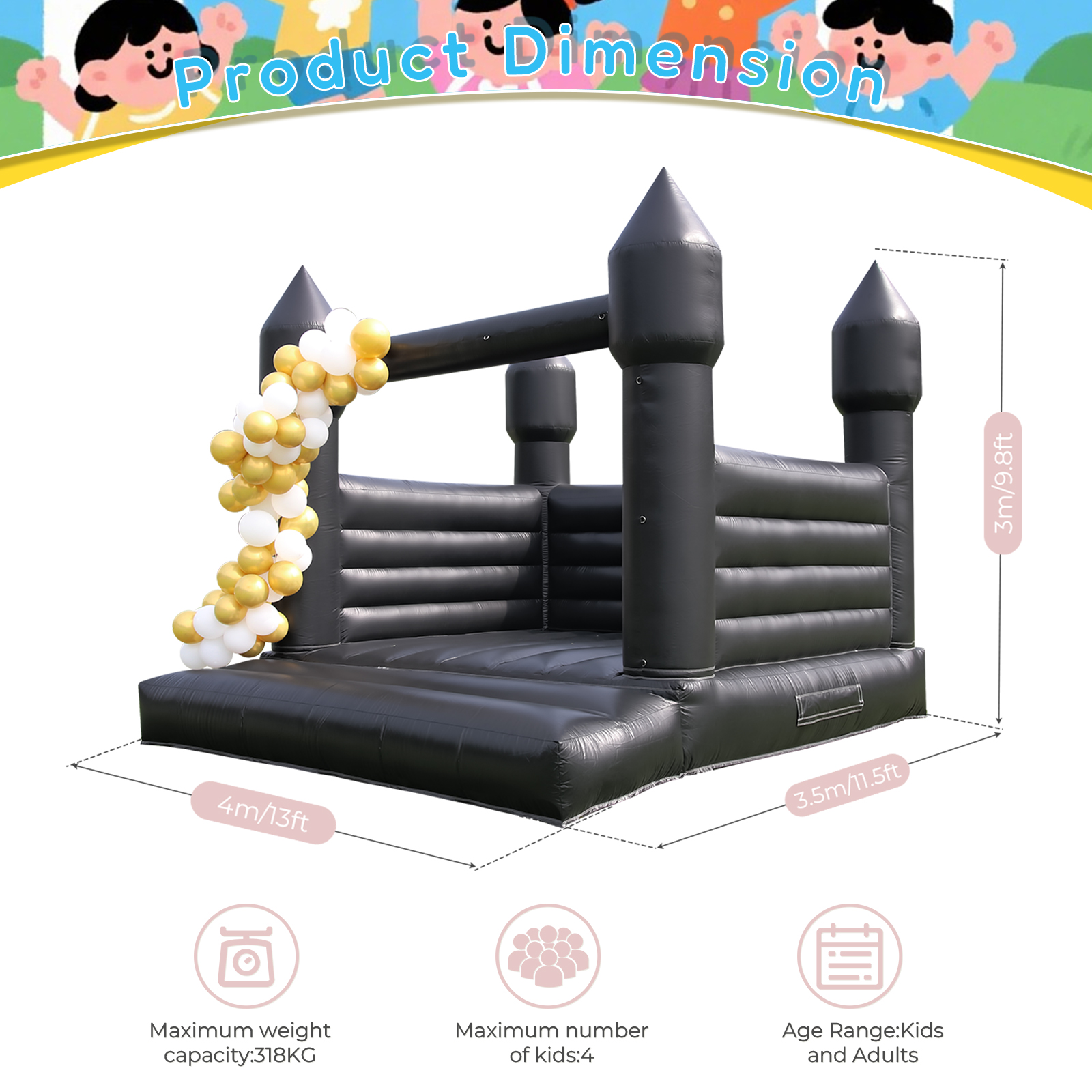 Black(13X 11.5X10FT/4x3.5x3m)