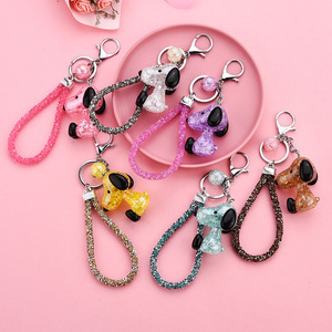 Porte-clés Chien <span class=keywords><strong>Beagle</strong></span> à Grandes Oreilles en Résine Craquelée Scintillante Kawaii, Breloque de Sac Brillante, Cordon de Sangle, Porte-clés de Voiture, Cadeau - Product Image 2