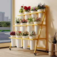 Seau de présentation rond pour fleurs de supermarché avec remplissage d'eau et support pliable, chariot à fleurs mobile pour stands