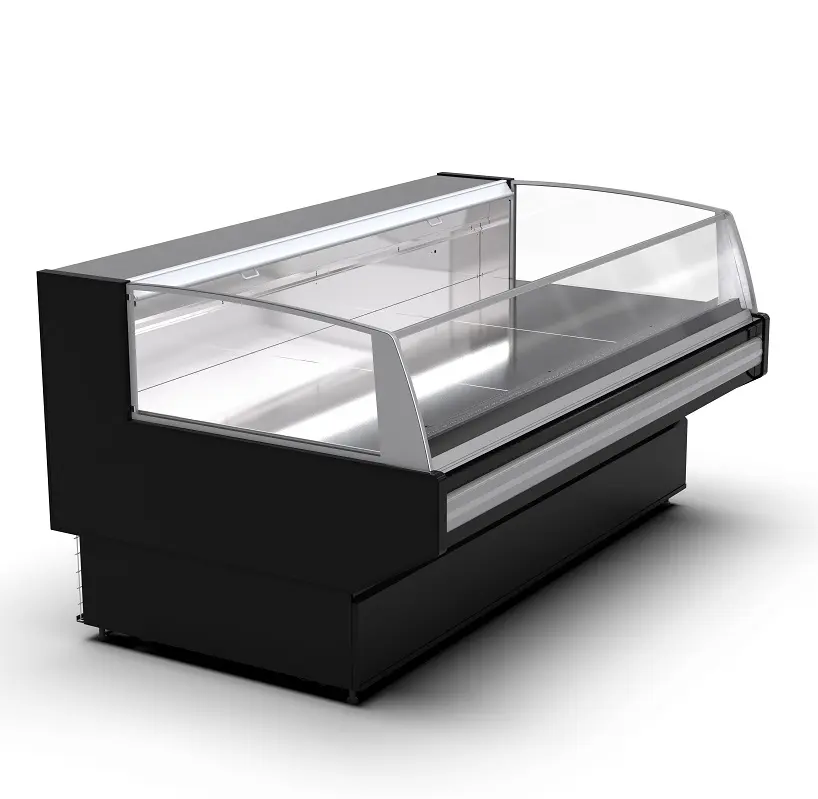 Armoire d'exposition horizontale en verre pour la viande, dispositif de vitrine, réfrigérateur, équipement de boucherie