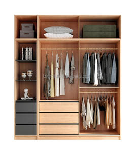 Closet Tempered Glass Wooden Modern Latest Design Apartment Bedroom Furniture Cloth <b>Storage</b> Sliding Door Wardrobe - Product Image 5
