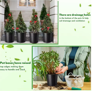 กระถางพลาสติกสำหรับปลูกต้นไม้1แกลลอนสำหรับรีไซเคิลสีดำคลาสสิก - Product Image 6