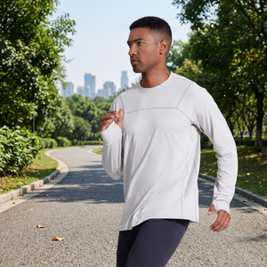 Mens Plus Size Autumn Sports <b>Tshirt</b> Pullover Crew Neck Regular Fit Quick Dry Long Sleeve Solid Breathable <b>Polyester</b> Running - Product Image 2