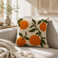 Housse de coussin Sanhome à motif orange brodé, faite à la main, en polyester tufté, pour canapé de salon, vente en gros OEM