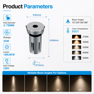 Downlight LED Commercial 3 Pouces 22W, Luminaire Encastré au <span class=keywords><strong>Plafond</strong></span>, Installation Rapide avec <span class=keywords><strong>Clip</strong></span> à Ressort pour Grille de <span class=keywords><strong>Plafond</strong></span> Suspendu - Product Image 2