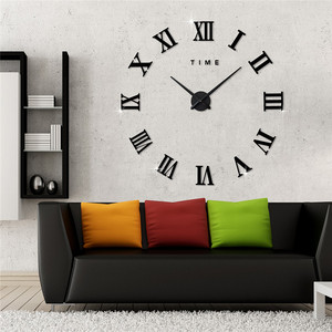 Reloj de pared grande Diy moderno, calcomanía de reloj grande, pegatinas 3D, números <span class=keywords><strong>romanos</strong></span>, reloj de pared silencioso, decoración extraíble para el hogar y la Oficina - Product Image 3