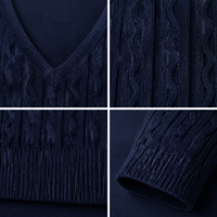 Pull-over côtelé respirant à col en V et manches longues pour femme, personnalisé en gros (ODM) - Vêtements et hauts pour femme