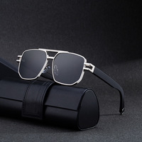 Nouvelles lunettes de soleil carrées pour hommes, design à double pont, lunettes de conduite rétro, mode extérieure 98458-3