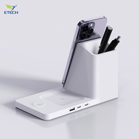 2024 Premium 3-en-1 Organisateur de bureau magnétique 15W Qi2 Chargeur sans fil Porte-stylo Support de téléphone pour bureau Essentiel