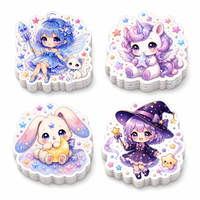 Autocollants personnalisés Kawaii Sorcière Fée Licorne Dessin Animé Imperméables Auto-adhésifs Lune Vinyle Découpé pour Bouteilles et Journaux