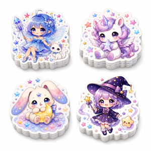 Pegatinas Personalizadas Kawaii de Brujas, Hadas y Unicornios, Adhesivos de Vinilo Resistentes al Agua con Diseño de Luna para Botellas y Diarios - Product Image 1